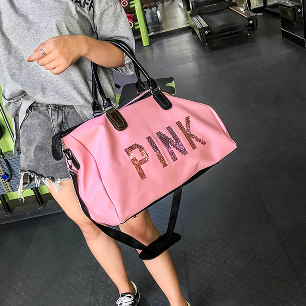 Большая вместительная модная дорожная сумка новейший дизайн с блестками розовая сумка для фитнеса с разделителем для сухого и влажного спортивного мешка водонепроницаемая