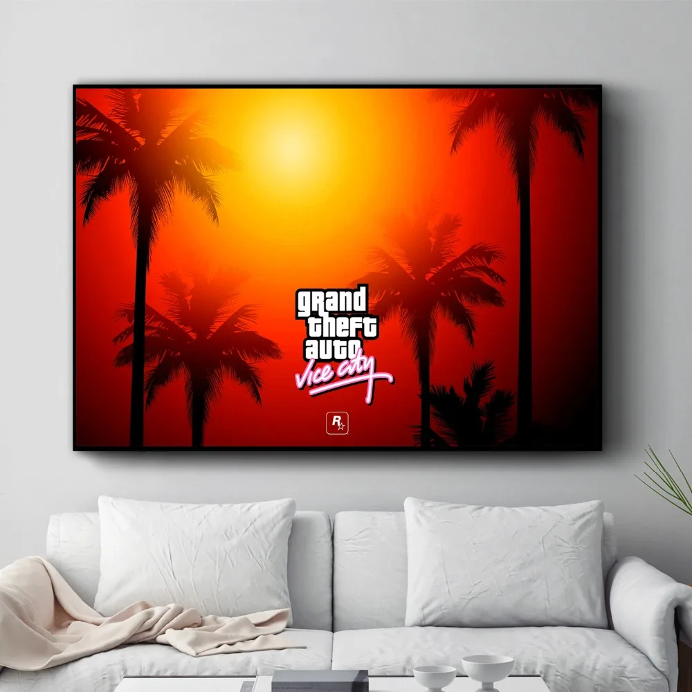 GTA Vice City Sunset пейзаж настенные картины постеры Художественная печать на холсте без