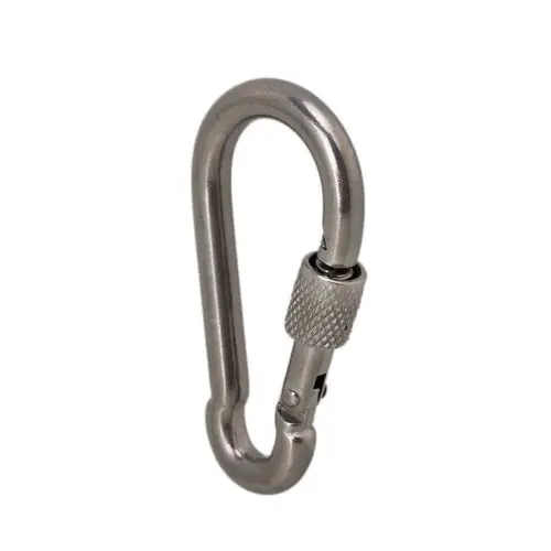 

M10 Silver Stainless Steel 304 Spring Snap Hook Carabiner with Screw Lock