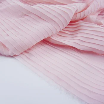 

3 Meters 150CM 59" Wide pink Ruffled Pleated Chiffon Fabric Solid Dress Clothes Materials LX90 1/0.5