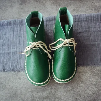 

Leather Sen Female Literary Retro National Wind Boots children's Shoes Soft Bottom Leather Women Boots New Women Shoes