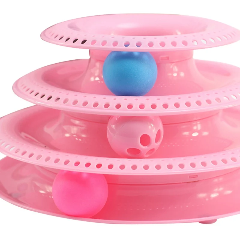 Pets Interactive Toys Cats Three-tier Turntable Pet Intellectual Track Tower Funny Cat Toy Plate 4 Balls 3 Balls