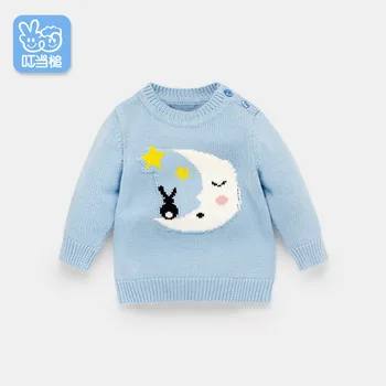 

Dinstry autumn new boy sweater stars moon pullover sweater baby knitted jacket top
