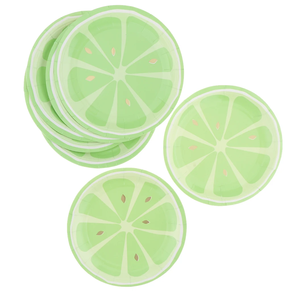 Cute Fruit Lemon Printed Paper Plates Wedding Birthday Theme Party Decor Disposable Tableware for 8 Guests