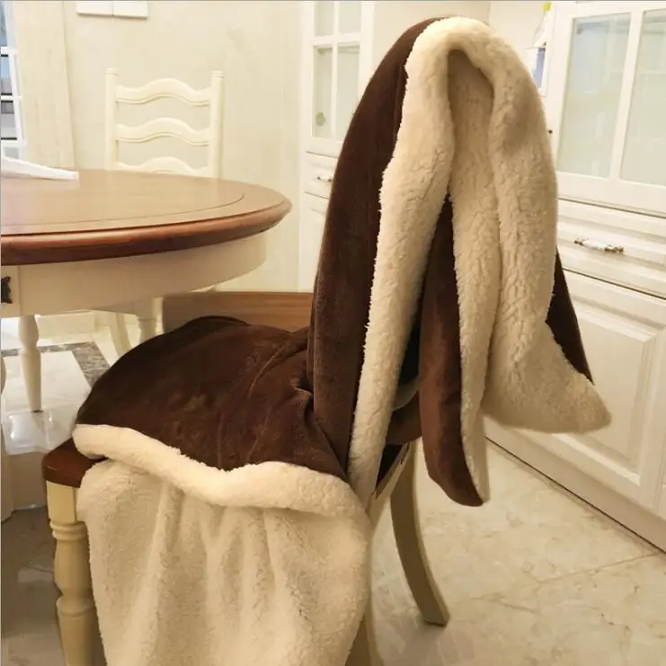 

IROYAL Winter Wool Blanket Ferret Cashmere Blanket Warm Blankets Fleece Plaid Super Warm Soft Throw On Sofa Bed Knee Blanket