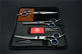 

3Pcs Set 7 inch Animal Hairdressing Scissors Bent Up Curve + Cutting + Thinning Shears Dogs Cats Pets Hair Scissors Scissors Pet