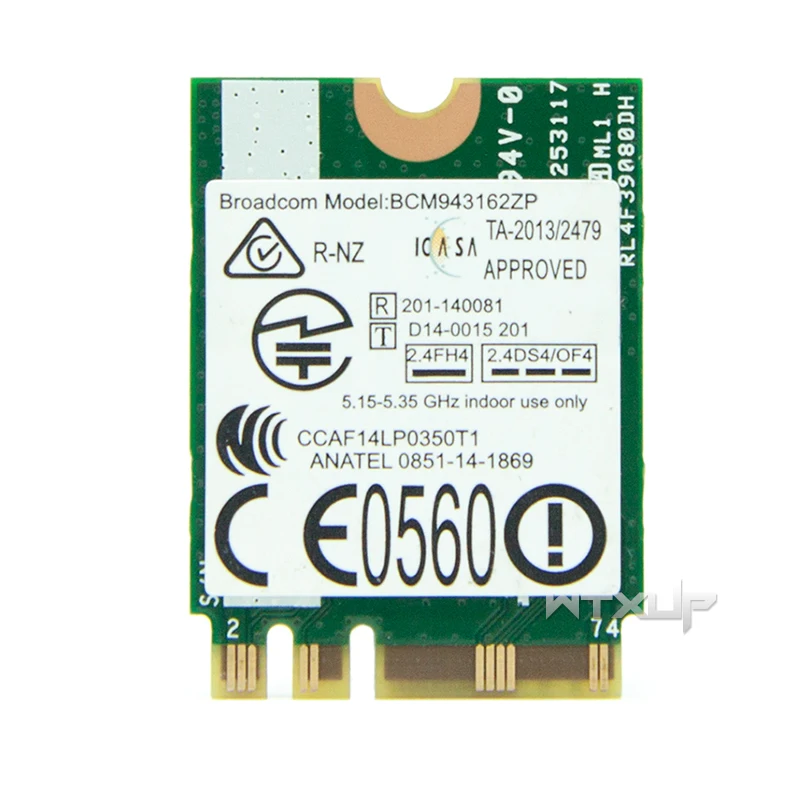 WI-FI сетевой карты FRU 00JT473 комбо BCM943162ZP Dual Band 802.11ac BT4.0 WLAN WI-FI адаптер для lenovo Thinkpad E450 E550 комбо c