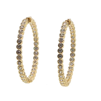 

Big bezel cz hoop earring Gold color gorgeous charming women lady jewelry european classic cz hoops