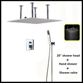 

Square Rainfall Bathroom Shower Faucet Set 20inch 304SUS Brush Shower System With Embedded box 2 Function ShowerMixer Set Ducha