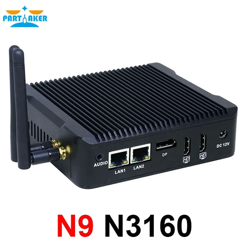 Мини ПК с четырехъядерным процессором Intel celeron N3160 1 6 ГГц двойной lan 2 * HDMI DP USB X86