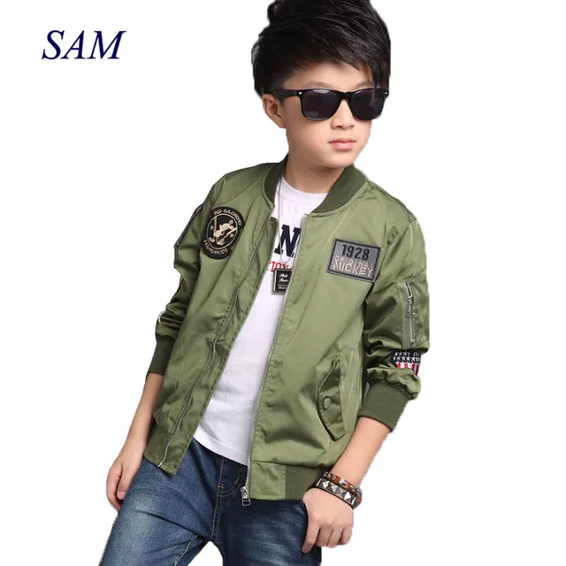 $US $10.58  Spring Autumn Jackets for Boy Coat Bomber Jacket Army Green Boy's Windbreaker Jacket letter Print K