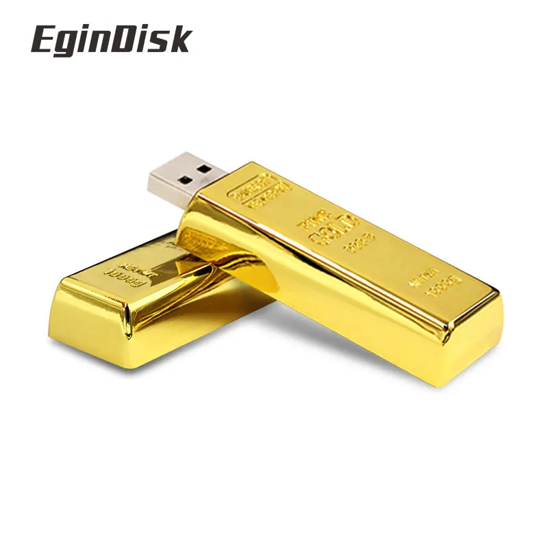 EginDisk реального Ёмкость золотой слиток USB 2,0 Flash Memory Stick ключ диска 64 GB 8 GB 32 GB USB Flash Drive флешки 16 GB подарок