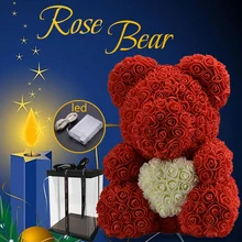 WR Новое поступление свадебный цветок с светодиодный медведь розы с сердцем Валентина украшения специальный подарок на день Святого Валентина