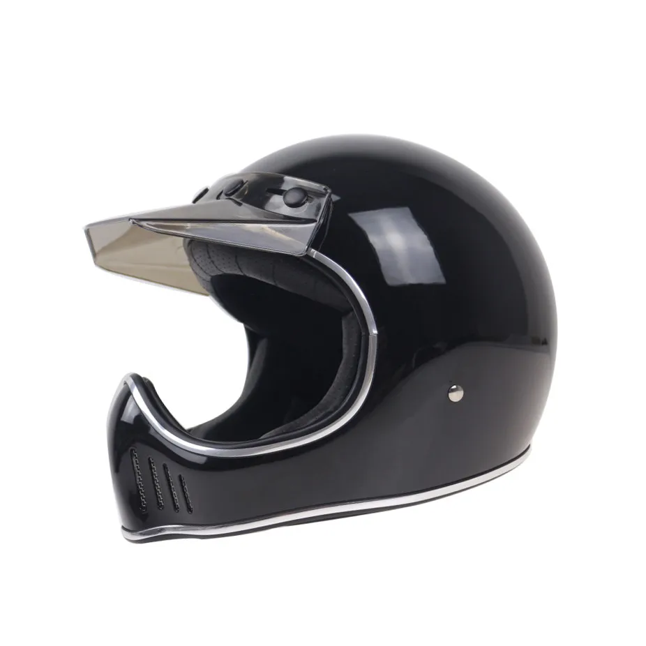 Шлем со съемным козырьком DOT ECE утвержденный винтажный мотоциклетный шлем концепция шлем для ретро мотора - Цвет: black
