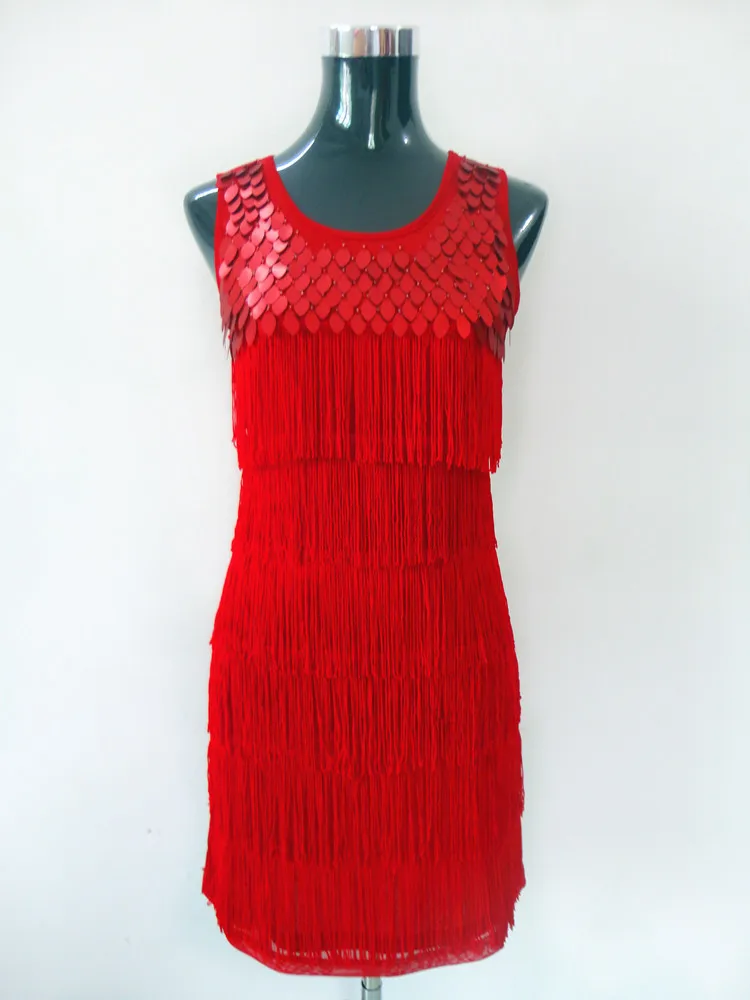 Женские вечерние платья с бахромой и блестками в стиле Грейт Гэтсби, 1920 s, элегантные вечерние платья в стиле Чарлстон, сексуальное женское платье в стиле арт-деко - Цвет: red