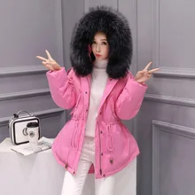 Женское розовое красное/черное/белое/серое/армейское зеленое короткое белое пуховое пальто, парка, куртка, Дамское зимнее пальто с меховым капюшоном