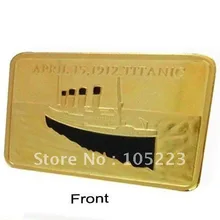 50 шт./лот 1 OZ. Нажмите на изображение для просмотра в полный размер Позолоченные Титаник слитки бар