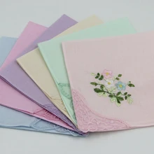 Женский Детский платок из хлопка /с вышивкой 28 см/много видов использования подарки для гостей