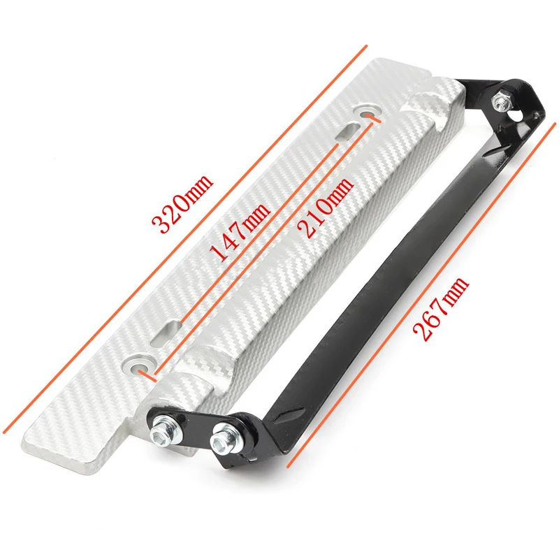 JX-LCLYL Carbon Fiber Front Bumper Adjustable License Plate Frame Mount Bracket Holder
