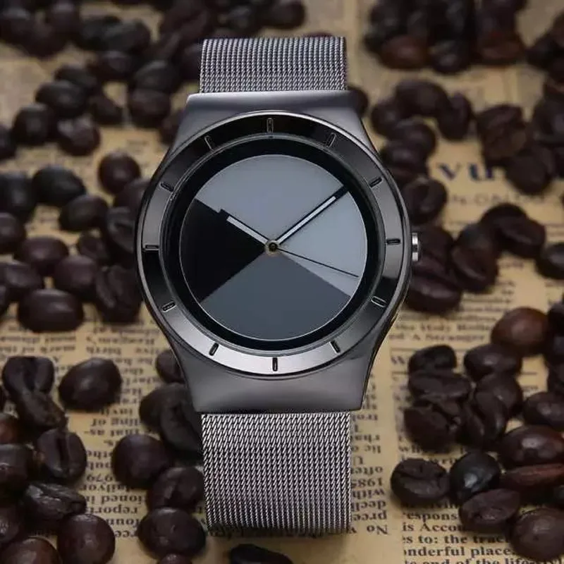 

Men Casual Wristwatches Fashion Brand Clocks Relogio Regarder Black Stainless Steel Mesh Belt High Quality Quartz Sports Watches