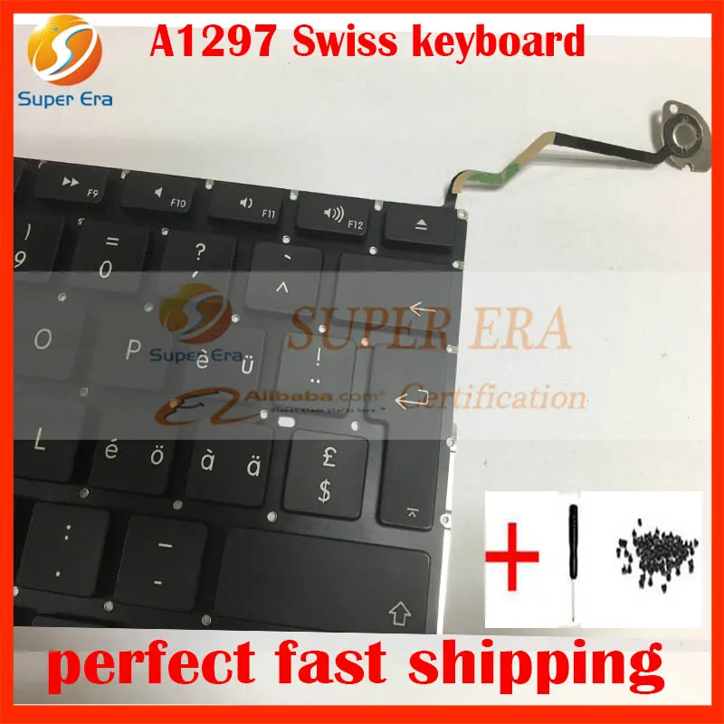 10 шт./лот для MacBook Pro 1" A1297 MD318 MC725 MC024 ноутбук швейцарской клавиатура SW замена клавиатуры без подсветки