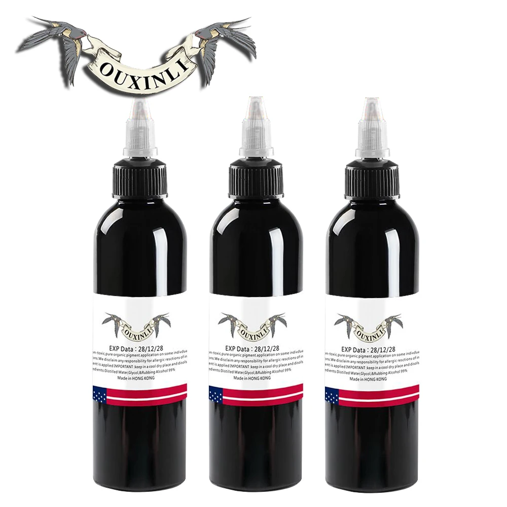 

Ou Xinli 3 pieces of professional permanent black tattoo ink Ou Xinli beauty makeup tools