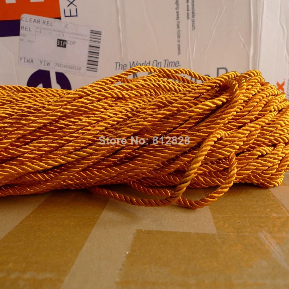 100 Meters 5mm Harvest Orange Color Decorative Polyester Twisted Cords ...