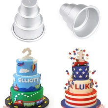 Лидер продаж 5 шт./лот Алюминий сплав мини 3-уровневый кекса пудинга DIY Мини торт ко дню рождения, пресс-форма для выпечки вечерние Еда Инструменты для тортов