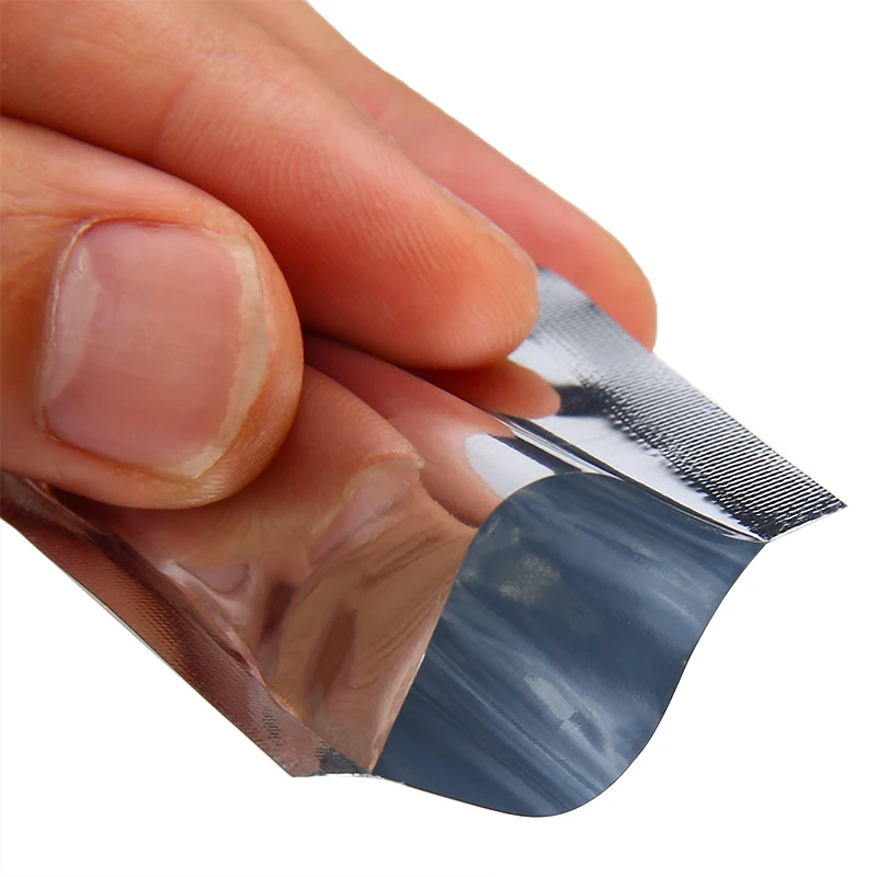 100pcs Silver Aluminum Foil Bag Mylar Bags Vacuum Food Grade Heat Sealing Bag Storage Pouches For Kitchen Supplies