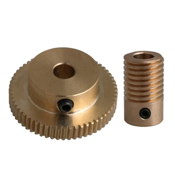 

CNBTR Yellow 0.5 Modulus 6MM Hole Dia Brass Worm Gear Shaft + 0.5 Modulus 31MM 0uter Dia 60 Teeth Brass Worm Gear Wheel