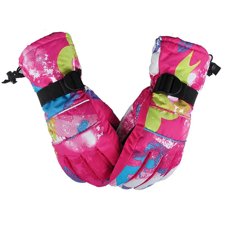 Горные мужские и женские Зимние флисовые лыжные перчатки для улицы, водонепроницаемые, для пешего туризма, сноуборда, велоспорта, альпинизма, катания на лыжах, мотоцикла VK041 - Цвет: Rose Graffiti