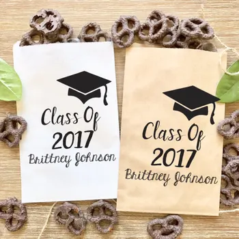 

personalized School class of graduation class of 2017 2018 candy Buffet treat gift bar bags Bakery Cookie Favor popcorn pouches