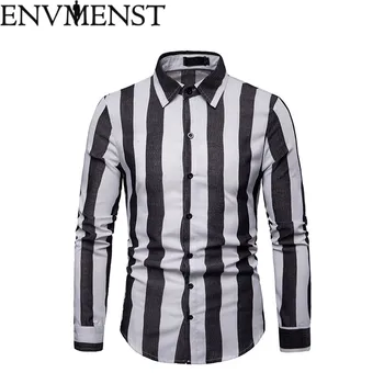 

Envmenst Shirt Men 2019 New Striped Long Sleeves Mens Dress Shirts Camisa Masculina Spring Summer Brand Casual Male Shirt Tops