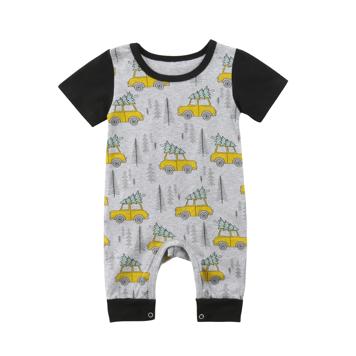 Одежда для новорожденных мальчиков и девочек, Рождественский комбинезон с коротким рукавом, хлопковый комплект одежды для маленьких