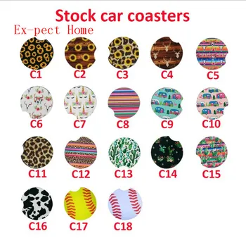 

500pcs/lot 18 Style Neoprene Car Cup Mat Contrast Mug Coaster Flower Teacup Rainbow colors Pad for Home Decor Accessories
