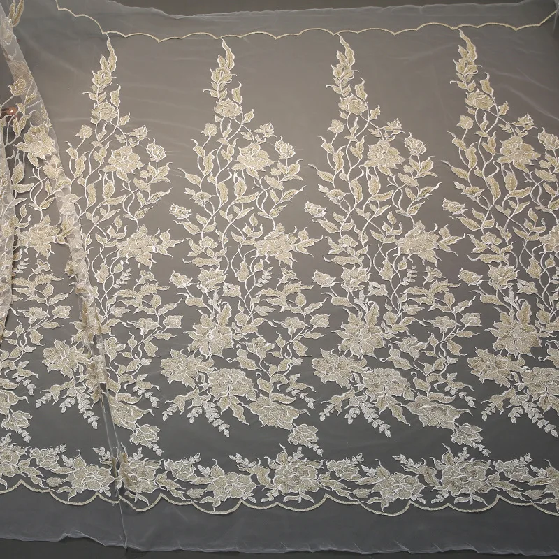 

100% Polyester 2019 new embroidery gold curtain lace embroidery fabric wholesale