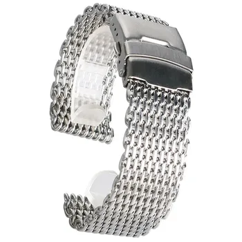 

18mm 20mm 22mm 24mm Watchband Silver Mesh Web Stainless Steel Wristwatch Band Strap Fashion Bracelet Replacement + 2 Spring Bars