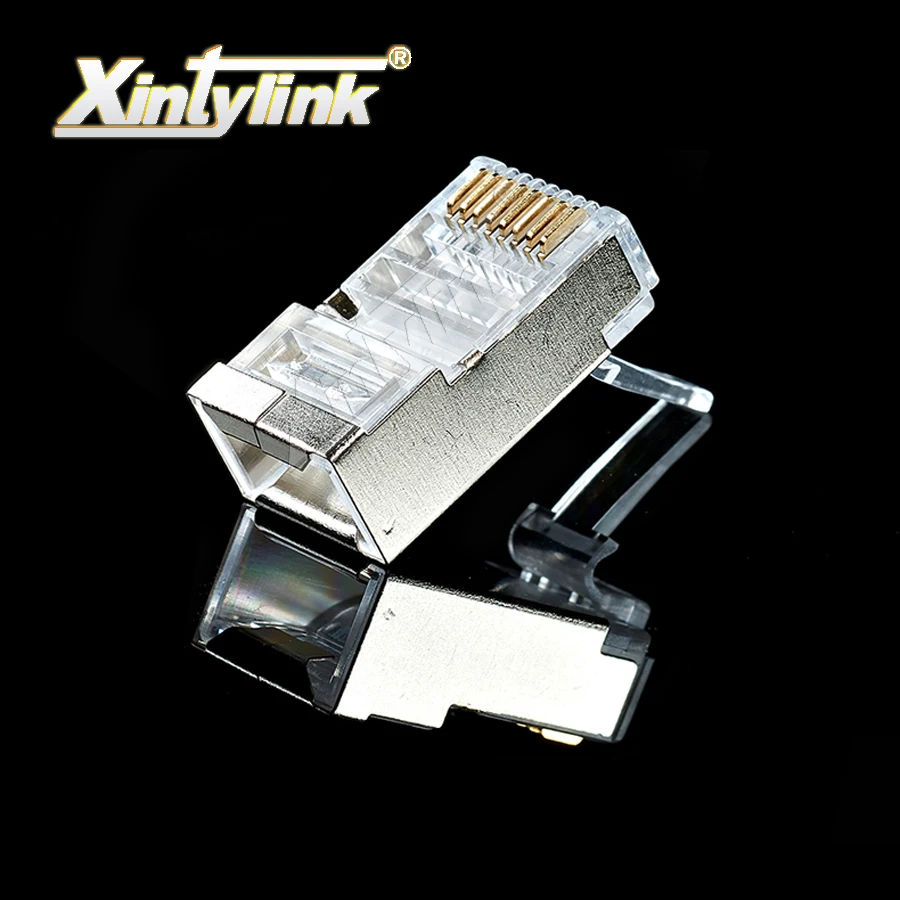 xintylink rj45 connector cat6 network ethernet cable cat 6 plug 8p8c stp rj 45 male shielded gold plated terminals 50pcs 100pcs xintylink 50pcs rj45 connector rj45 plug cat6 network connector gold plated utp male 8p8c unshielded ethernet connector load bar