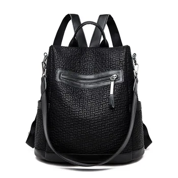

Backpack Female 2019 New Soft Leather Female Bag Elephant Pattern Multi-function Large Capacity Fashion Wild Backpack