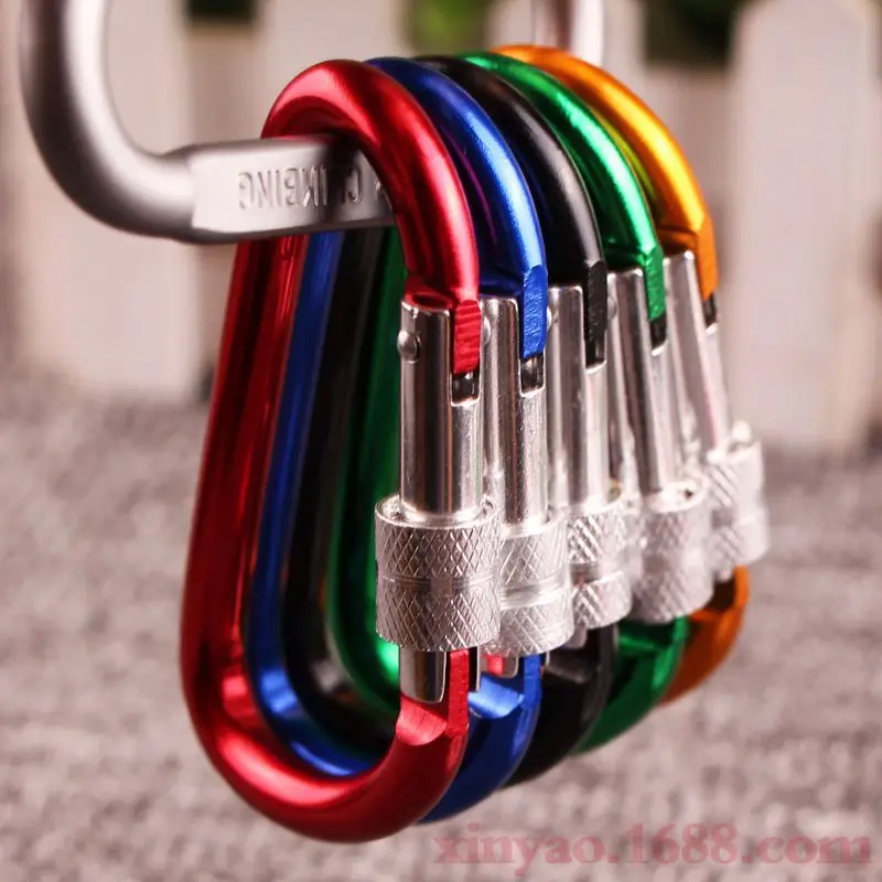 

7pcs color 8#D-shaped lock aluminum alloy material outdoor carabiner multi-function large backpack items anti-drop buckle