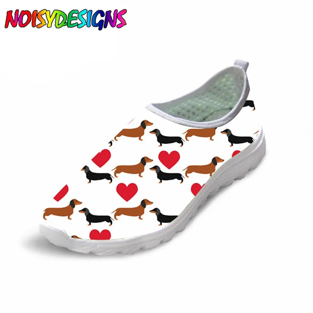 Cute Animal Dachshund Printed Comfort Breathable Mesh Shoes for ultra girl Casual Sneakers flat Summer flat Shoes