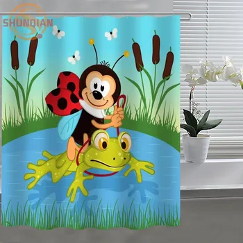 

Frog cartoon Shower Curtain Fabric polyester Custom Shower Curtain With Hooks H0328&24u