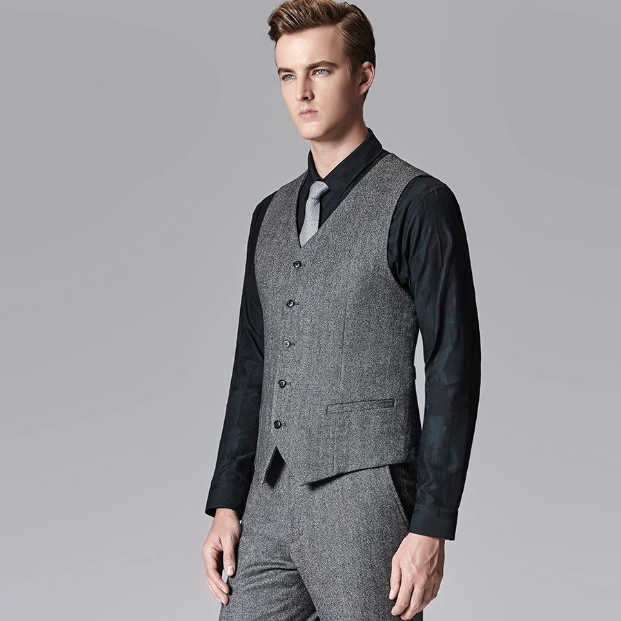 Серый Chalecos Para Hombre мужской жилет Gilet Uomo двубортный костюм Colete Masculino для мужчин 2018