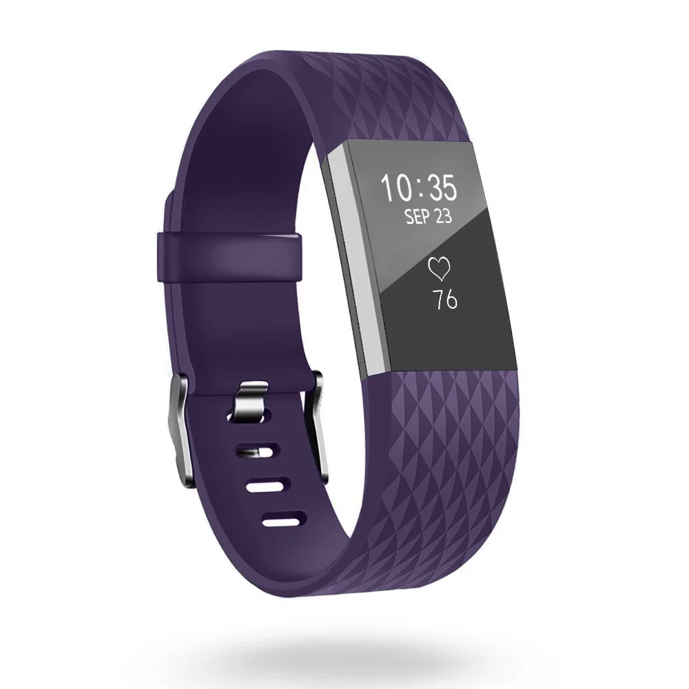 DUSZAKE F07 3D Браслет ремешок для браслета Fitbit Charge 2 Смарт часы силиконовые для браслета Fitbit Charge 2 ремешок для Fitbit Band - Цвет: Фиолетовый