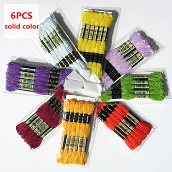 

6PCS 8meters Solid Color Embroidery Floss DIY Cotton Line Branch Threads Similar Thread Floss Skein Cross Stitch Thread