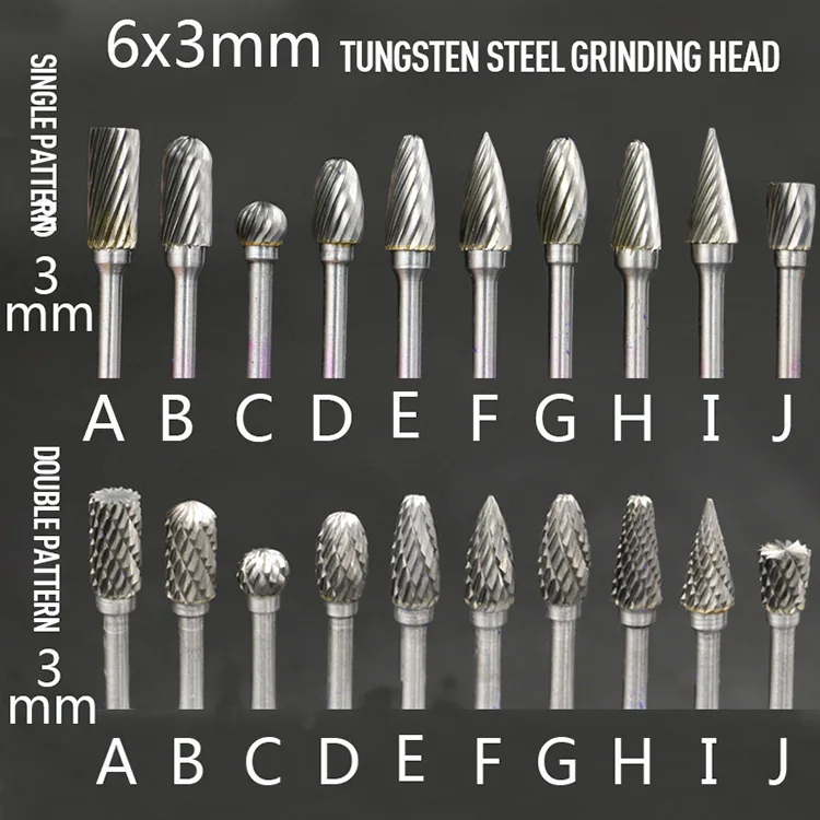 10 шт./компл. 3*6 мм полировки голову Вольфрам карбида поворотные фрезы резьба фреза для Деревообрабатывающей Резьба вращающихся