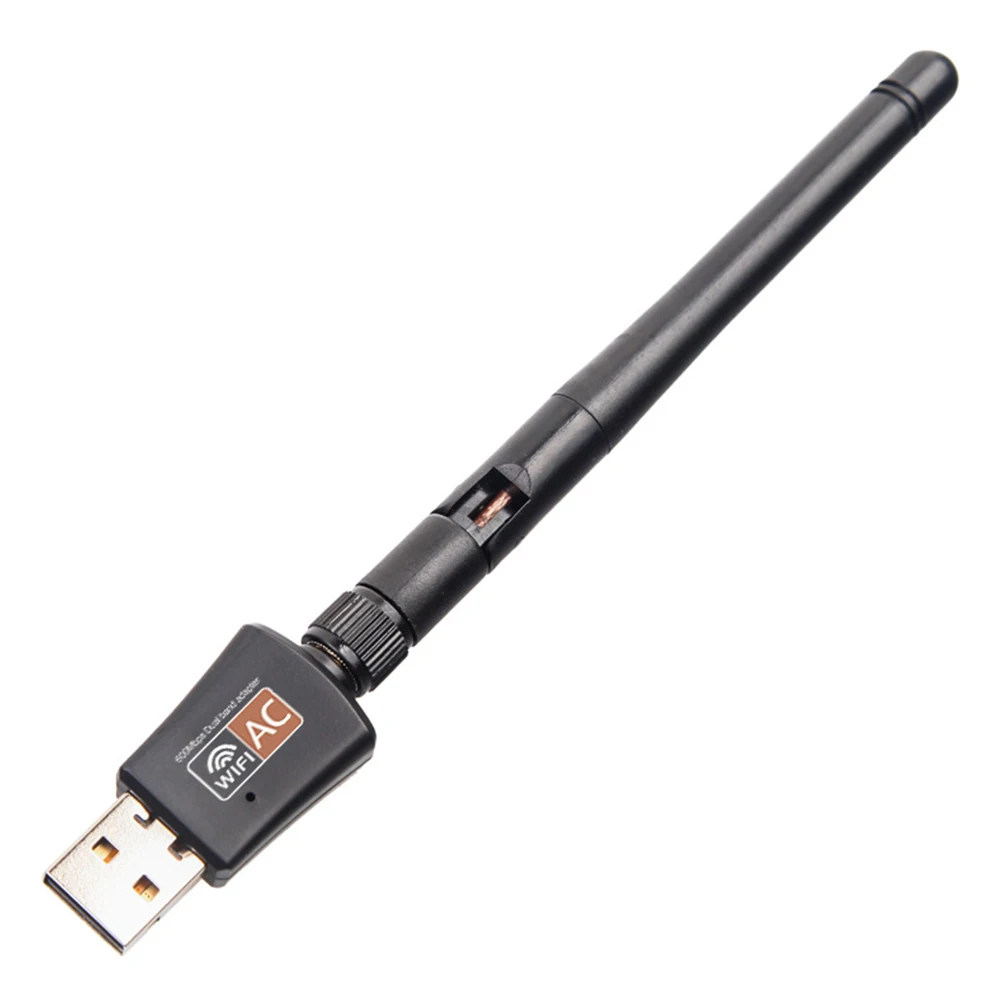 

New 600 Mbps Dual Band 2.4/5.8Ghz w/Antenna 802.11AC Wireless USB WiFi Network Adapter