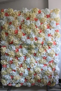 

TONGFENG 10pcs/lot mixcolor Artificial silk rose and hydrangea flower wall wedding background decoration runner flowers