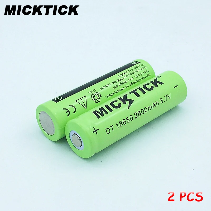 

2Pcs 18650(Not AA) 3.7V 2800mAh Battery batteries batteria lithium Li Ion Rechargeable Large Capacity Flashlight free shipping