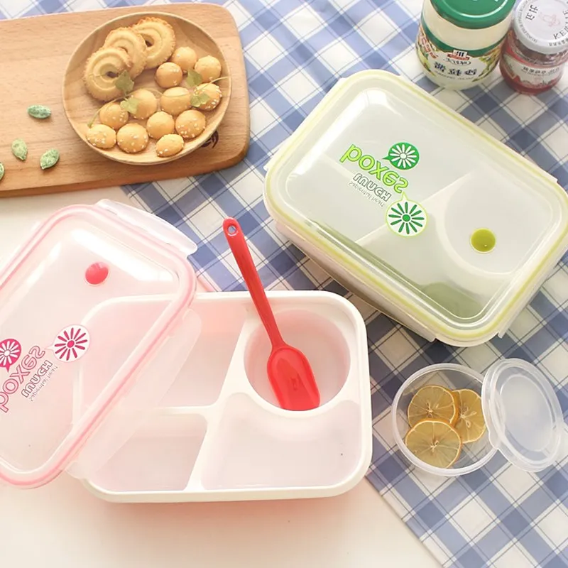 

Plastic Bento Lunch Box Microwavable Lunchbox with Soup Bowl Portable Food Container Storage Boxes Kids Lunch Box School Picnic